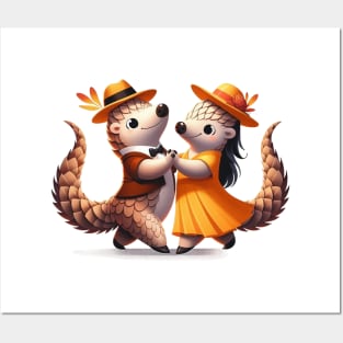 Cute Couple Pangolins Dancing Tango Pango-Tango Posters and Art